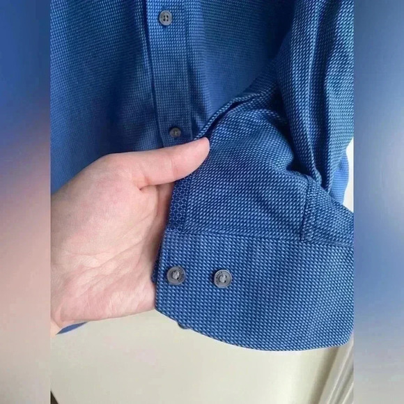 Ted Baker Endurance Blue Button Up Dress Shirt Diamond Geometric Print Pattern - Picture 4 of 5